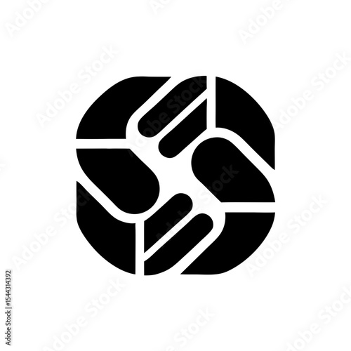 Black handshake silhouette agreement on white background business concept