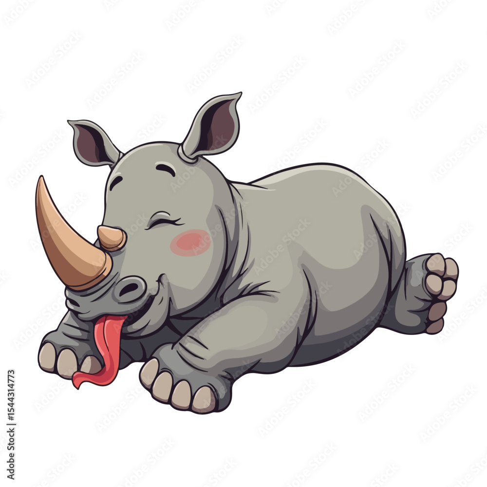 Fototapeta premium Hand drawn cartoon rhinos vector illustration