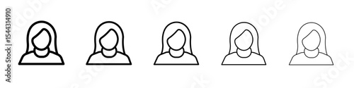 Female Avatar icon black and white vector sign
