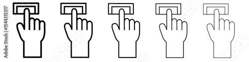 Finger authentication icon black and white vector sign
