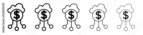 fintech industry icon black and white vector sign