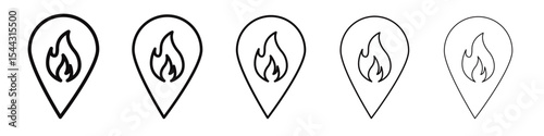 fire location icon black and white vector sign