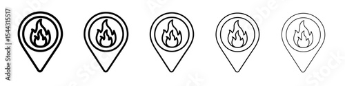 fire location icon black and white vector sign