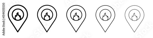 fire location icon black and white vector sign