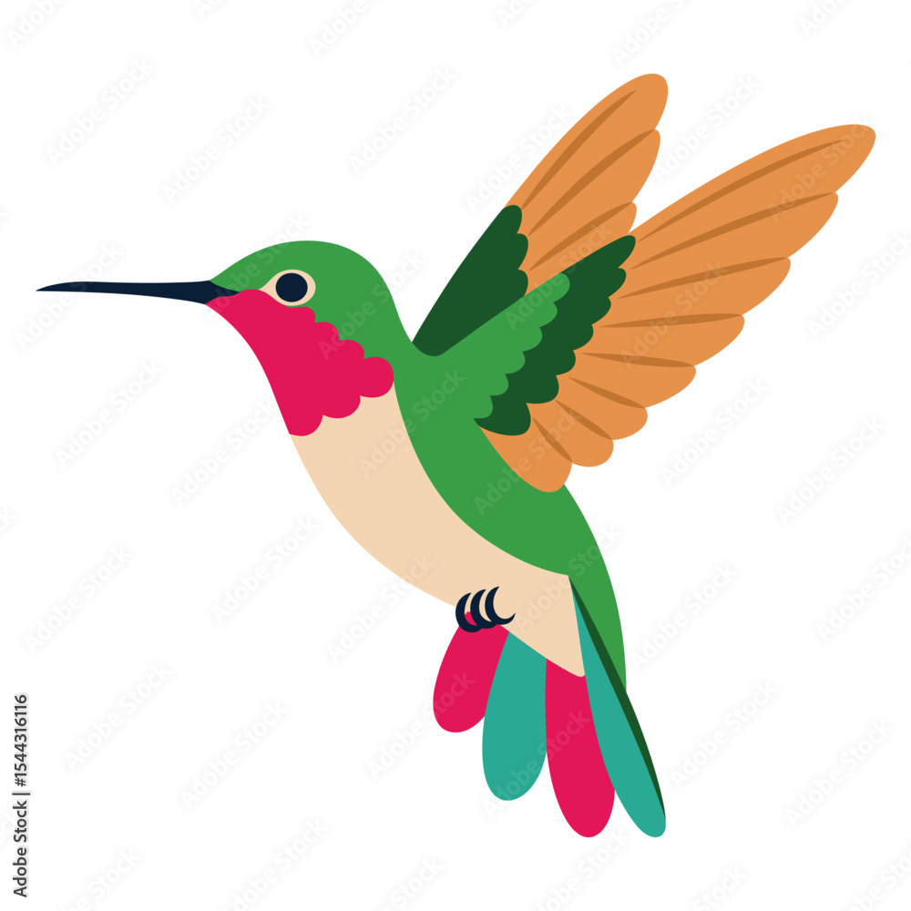 Obraz premium Colorful hummingbird vector art illustration