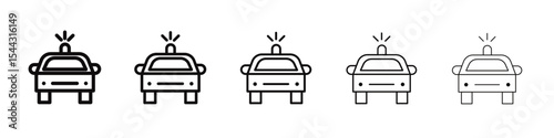 Flashing police car icon black and white vector sign