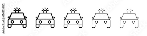 Flashing police car icon black and white vector sign