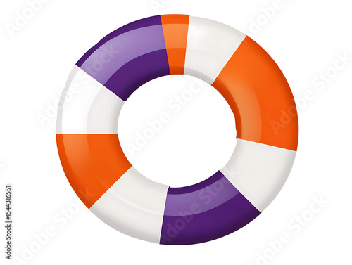 3D Of Colorful Striped Inflatable Life Ring on Transparent Background