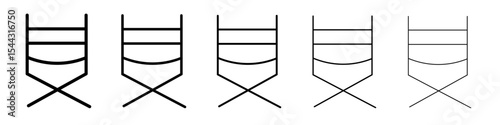 folding chair icon black and white vector sign