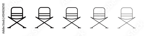 folding chair icon black and white vector sign