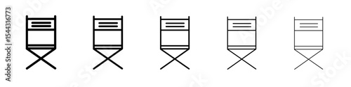 folding chair icon black and white vector sign