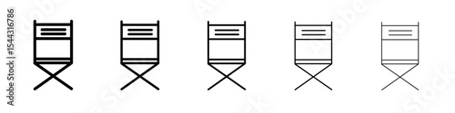 folding chair icon black and white vector sign