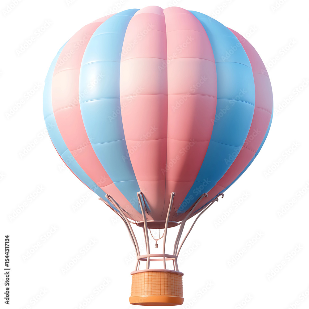 Fototapeta premium 3D Of Pink and Blue Hot Air Balloon on Transparent Background