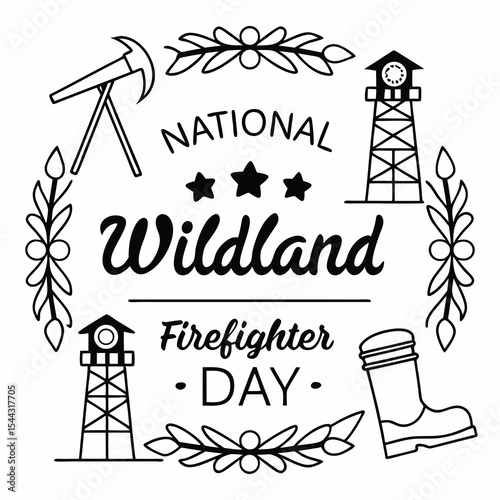NATIONAL WILDLAND FIREFIGHTER DAY vector illustration