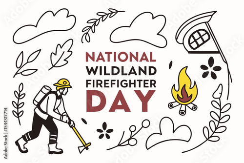 NATIONAL WILDLAND FIREFIGHTER DAY vector illustration