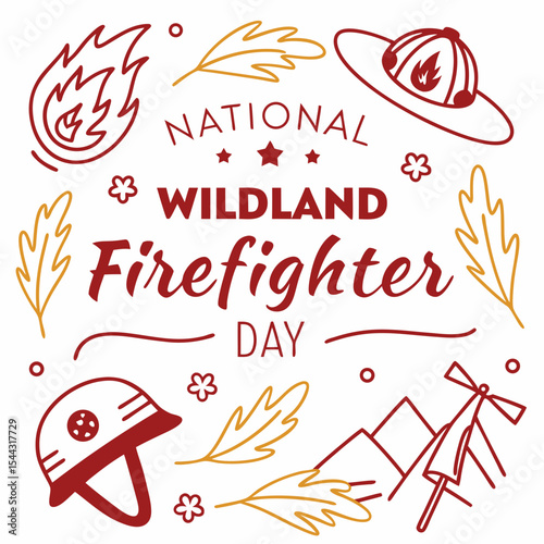 NATIONAL WILDLAND FIREFIGHTER DAY vector illustration