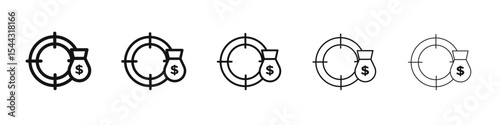 Funds hunting icon black and white vector sign