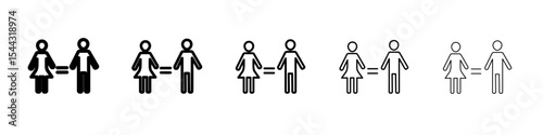 Gender equality icon black and white vector sign