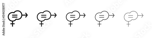 Gender equality icon black and white vector sign