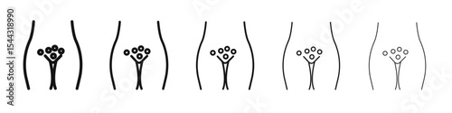 Genital rash icon black and white vector sign