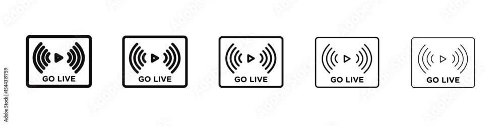 Go live icon black and white vector sign Go live icon black and white vector sign