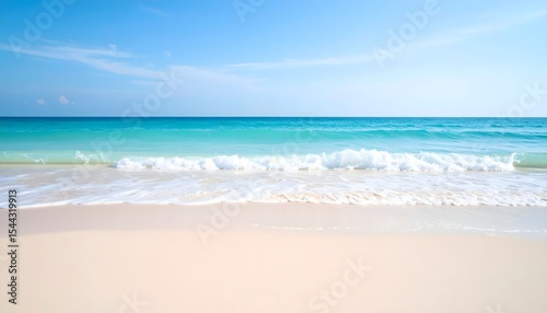 Minimal abstract wave pulses layered in soft motion across calm beach surface with pastel blue gradients and peaceful light