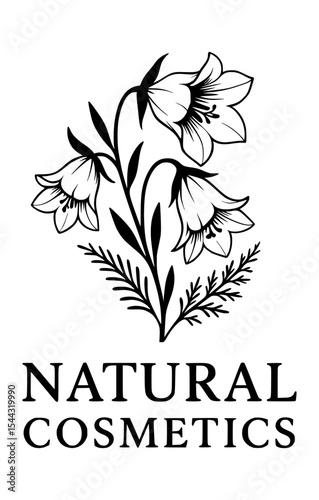 Floral logo for cosmetics and natural products. Wild flowers. Medicinal herbs