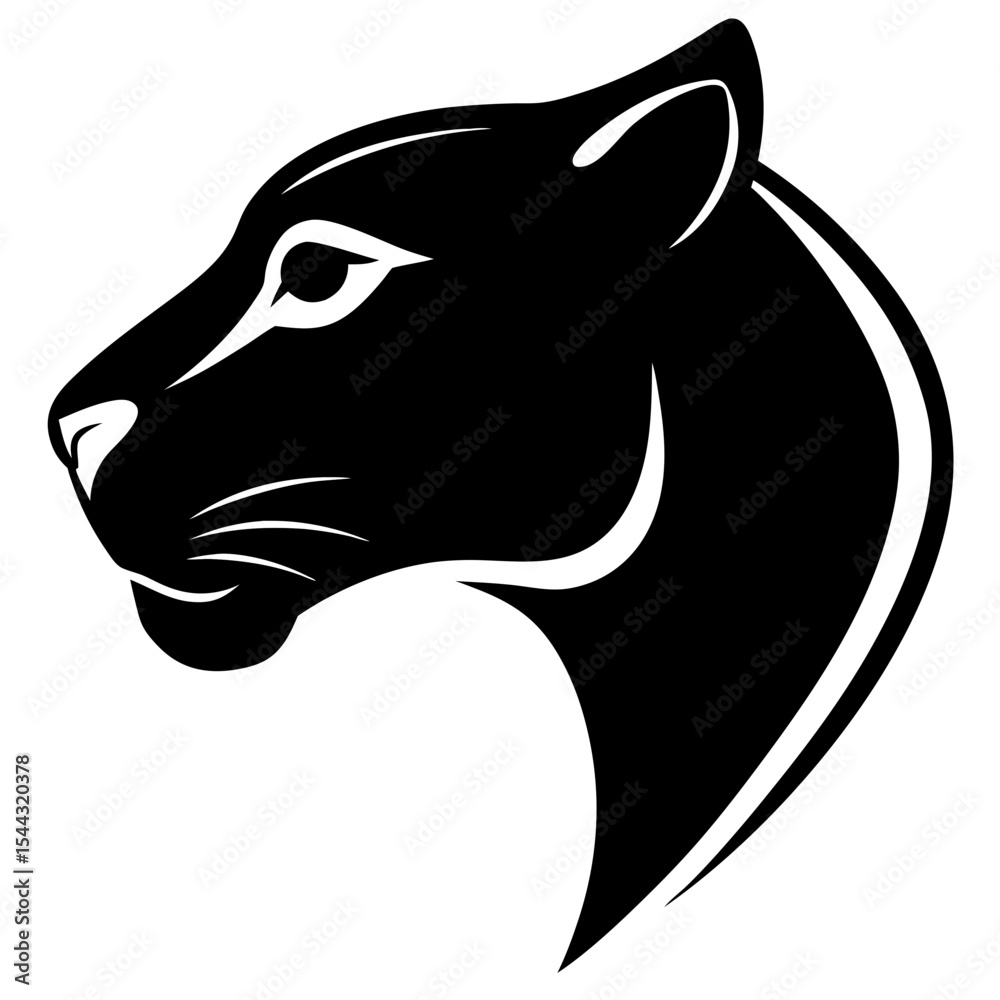 Obraz premium Black panther head profile stylized vector illustration