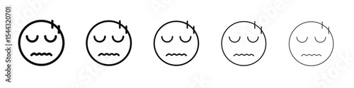 Guilty face emoji icon black and white vector sign