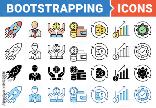 Bootstrapping banner icon set with multiple style collection.