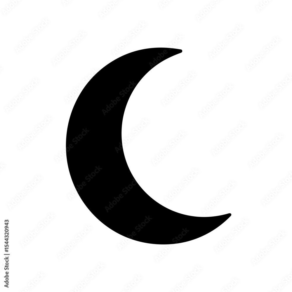 Crescent moon icon in filled style – symbol of Islam and night