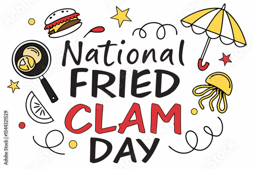 NATIONAL FRIED CLAM DAY vector illustration