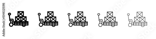 Hand pallet jack icon black and white vector sign