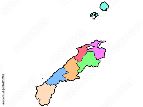 少しゆるい島根県地図 地域色分け 中国地方 西日本