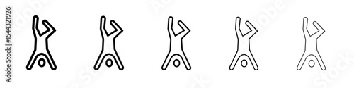handstand exercise icon black and white vector sign