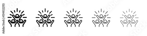 happy people icon black and white vector sign