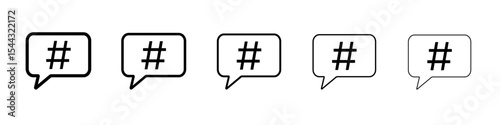Hastag icon black and white vector sign