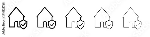 Home insurance icon black and white vector sign
