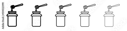 Honey jar with dipper icon black and white vector sign