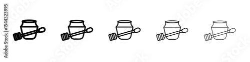 Honey jar with dipper icon black and white vector sign