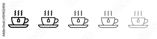 Hot tea icon black and white vector sign