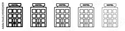 hotel icon black and white vector sign