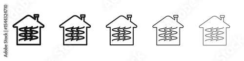 House heating icon black and white vector sign