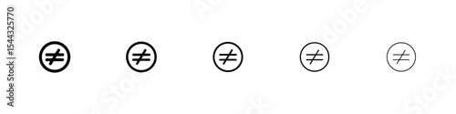 Inequality icon black and white vector sign