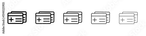 Insurance card icon black and white vector sign