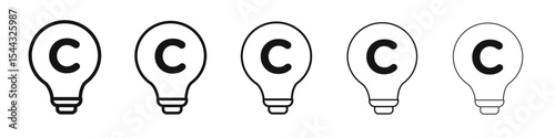 Intellectual property and copyright icon black and white vector sign