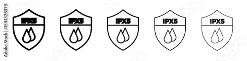 Ipx5 waterproof icon black and white vector sign