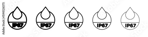 IP67 waterproof icon black and white vector sign