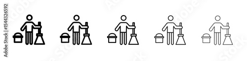 Janitor icon black and white vector sign