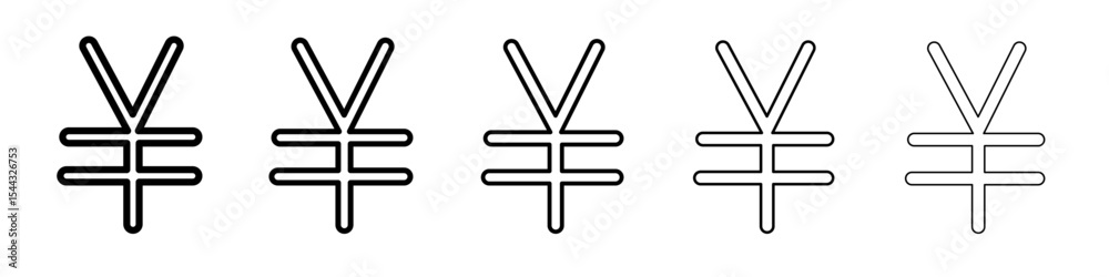 Obraz premium Japanese yen currency icon black and white vector sign